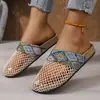 Mules Peep Toe Fechado de Malha Respirável Mary Jane Plus Size em Rede em estoque para atacado