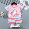 Traje de algodão com manga curta para crianças camiseta para meninos roupas de verão para crianças shorts para meninas roupas de bebê verão atacado