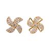 Aretes de molinillo de viento giratorio de diamante aguja plateada exquisitos franceses de diseño de alto sentido aretes de temperamento fabricantes mayoristas