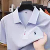 Camisa Polo para Hombre de Mezcla de Seda de Morera y Modal 2026 Verano Nuevo Estilo Bordada Transpirable Camiseta de Manga Corta para Hombre