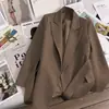 Nuevo Blazer Coreano para Mujer Primavera y Otoño en Color Café con Cinturón, Corte Delgado, Elegante y a la Moda Chaqueta de Traje Pequeña