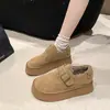 Zapatos Birkenstock de suela gruesa con forro polar Zapatos Birkenstock para mujer 2026 nuevo estilo invierno marrón cálidos sin cordones botas de nieve zapatos de algodón