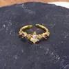 Anillo Abierto de Flor Mariposa Azul Marino Esmaltado Goteado de Aceite Elegante y Dulce, Accesorio de Nicho Elegante de Aspecto Caro para Mejor Amiga