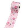 Cinta decorativa de flores de verano de 63 mm, ideal para regalo, con copia lateral, de cáñamo de imitación.