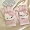 Guantes de Gatito a Cuadros Engrosados para Otoño e Invierno para Mujer, Nuevo Modelo de Invierno 2025, Guantes Cálidos de Cinco Dedos de Piel de Visón para Ciclismo de Estudiantes