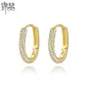Jinse transfronterizos Europa y Estados Unidos aretes tipo O de diamantes completos aretes redondos dorados aretes huecos de moda aretes al por mayor