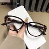 Gafas Pequeñas Estilo Ojo de Gato Marco Color Té Frío Anti Luz Azul Sin Graduación, Se Pueden Adaptar Lentes Graduadas, Efecto Adelgazante, Estilo Coreano