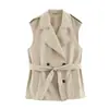 Comércio Exterior 2026 Outono Novo Estilo Europeu e Americano Moda Feminina Casual Solto Colete de Botão Duplo com Cinto 6318264