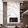 2026 Nueva Villa Moderna de Lujo Ligero Edificio Dúplex Pared de Fondo de TV de Losa de Roca Sala de Estar Nuevo Chino Techo Alto Pared de Cine