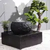 Bacia de Água Esculpida em Pedra Bacia de Água Corrente Pedra Paisagística Pedra Natural Fonte de Pedra Processamento Irregular Pedra Zen de Água Corrente Ornamentos de Paisagismo