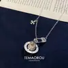 Collar Saturno Iris Plateado Cepillado para Mujer Incrustado con Broche de Diamante Rosa Cadena Geométrica para Suéter Accesorios que No se Desvanecen