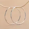 Pendientes Grandes de Plata de Ley S925 Pendientes de Plata Pendientes de Plata Elegantes Nuevos Pendientes Circulares Brillantes