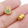 Cuentas espaciadoras de calabaza de aceite con goteo de oro estilo chino con agujero pasante, monedas de la fortuna, accesorios para pulseras DIY que atraen la riqueza