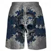 Shorts de Verão Europeu e Americano Série Caveira Impressão 3D Verão Soltos Calças de Praia Moda Casual Shorts Masculino
