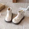 Botines Cortos de Moda para Niñas con Lazo 2026 Otoño/Invierno Nuevas Llegadas Botines Pequeños de Cuero Suaves y Cómodos para Niños Medianos y Mayores Zapatos Casuales