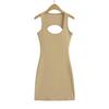 Doce Spice Girl Sexy Grande Sem Costas Decote Redondo Slim Ajustado Sem Mangas Vestido Colete Feminino Verão Elegante Quadril Saia Curta