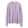 Novedad Otoño/Invierno Cuello Alto 100% Cachemir Puro Dulce Cárdigan de Ganchillo para Mujer Cuello Redondo Ropa Exterior Chaqueta de Punto