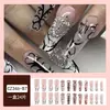 Uñas postizas ponibles con un toque de alta gama, populares en línea, manicura de lazo, lindo diseño de corazón girly, uñas estilo dulce y puro deseo