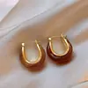 Pendientes de Resina Irregulares con Aguja de Plata Bañada en Oro Real de 18K Estilo Maillard Retro Versátiles Pendientes de Moda Nicho