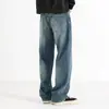 Jeans de Pierna Recta Lavado Azul Retro para Hombre Pantalones Americanos Cleanfit Estilo Hong Kong Sueltos Casuales