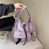 Bolso de Lona de Moda de Gran Capacidad 2025 Verano Nuevo Nicho Bolso Bandolera de Un Solo Hombro Estilo Coreano Plisado Clase Bolso Tote