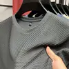 Camiseta de Manga Corta con Malla de Bambú y Seda Helada para Hombre, Cuello Redondo, Nuevo Estilo 2026, Marca de Moda, Top de Verano