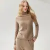 ¡Sencillo pero lujoso! Suéter 100% cachemir para mujer, con cuello alto, color liso y construcción de punto doble, perfecto como capa base
