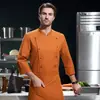 Roupa de Trabalho para Chef Estilo Stretch Outono e Inverno Manga Longa Hotel Restaurante Ocidental Cozinha dos Fundos Roupa de Trabalho para Confeiteiro para Homens