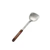 Conjunto de Espátula de Cozinha e Colher de Sopa 999 Titânio Puro com Cabo de Madeira para Uso Doméstico, Não Danifica a Panela, Utensílios de Cozinha Resistentes a Altas Temperaturas para Servir Sopa e Mingau