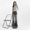Jeans American Hot Girl Bootcut para Mujer 2025 Otoño Nuevo Aspecto Adelgazante de Cintura Alta Pantalones Acampanados de Pierna Recta Elásticos de Cintura Alta