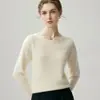 Invierno 2026 Nuevo Suéter de Cachemira de Siete Puntos Engrosado Cuello Redondo Manga Larga para Mujer Color Sólido Suave y Pegajoso Capa Base