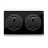 Interruptor de Luz LED de Gran Apertura Enchufe Panel de Espejo de Vidrio Templado Negro Interruptor de Luz Interruptor Redondo Jipu