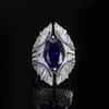 Joia Elegante Feminina Transfronteiriça Forma de Ovo Pedra Preciosa Vermelho Pombo Azul Real Corindo Vermelho Zircônia Azul Cristal Anel Aberto