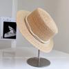 Diseño Original Sombrero de Paja Trenzada Fina Rafi con Copa Plana Sombrero de Sol de Verano para Niños Sombrero de Playa para Vacaciones en la Costa