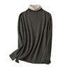 Camiseta Base de Invierno para Mujer 100% Seda de Morera Cepillada Engrosada Cuello Alto Manga Larga Top Cálido Interior Forrado de Felpa de Seda