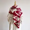 Cachecol popular de camélia imitação de caxemira para mulheres, aquecedor de pescoço espesso e quente versátil de inverno, adequado para uso como xale de ar condicionado