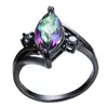 Anillo comercio exterior circonita retro oro negro ojo de caballo joyería colorida creativa entrega de una sola pieza accesorios