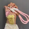 Colgante de Oro Puro 999 Hamburguesa de Té con Leche Papas Fritas Llavero de 20Mg Adorno Regalo para Novia o Mejor Amiga Regalo de Vacaciones