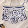 Cueca Boxer Masculina de Algodão Puro com Estampa Fofa de Panda Estilo Japonês, Confortável e Respirável de Cintura Média, Boxer Masculino Moderno