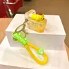 Chaveiro de copo de chá de leite com bolhas brilhantes de óleo pingente fofo de areia movediça líquida acessórios para mochila pequenos presentes atacado
