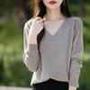 Nuevo Suéter para Mujer con Cuello en V, Mangas Largas, Tejido, Jersey Holgado, Capa Base Elegante, Diseño de Canalé, Estilo Coreano