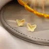 Brincos de Metal Borboleta com Lantejoulas e Pino de Prata Banhado a Ouro Real 18K Brincos de Design Simples Estilo Coreano Brincos de Alta Qualidade