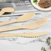 Cuchillo Tenedor Cuchara de Bambú Desechables Vajilla Biodegradable Cuchara para Pastel Tenedor para Filete Utensilios de Bambú Ecológicos Compostables