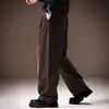 Pantalones casuales para hombre de pana gruesa estilo americano de alta gama, pierna recta holgada, pierna ancha, estilo papá para otoño