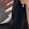 DOUDOUSTORE pequeños pendientes de perlas grises con forma de frijol gris 925 con aguja de plata Shijia para uso diario en frío, pendientes femeninos tipo botón