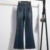 Foto Real de Jeans Vintage de Pierna Ancha Estilo Americano para Mujer, Sueltos de Cintura Alta, Adecuados para Primavera y Otoño, Tallas Grandes, Pantalones Rectos Caídos de Largo Hasta el Suelo, Algodón