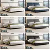 Oreja de Elefante Estilo Minimalista Italiano Piel Genuina Moderno Sencillo Cama Grande para Apartamentos Pequeños, Almacenamiento en Dormitorio Principal Cama Doble, Cama Doble de Boda
