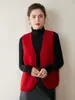 Outono e Inverno Novo Colete de Tricô de Caxemira com Decote V Estilo Chinês Feminino Look Solto Emagrecedor Versátil Colete Tricotado Colete Top