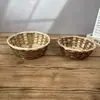Cesta de almacenamiento tejida de ratán natural puro para frutas, verduras y pan, cesta de almacenamiento para el hogar estilo pastoral, cesta tejida de ratán