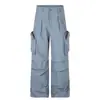 Pantalones Funcionales Plegados de Paracaidista para Hombre, Marca de Moda High Street, Diseño de Bolsillo 3D con Cremallera, Pantalones Casuales de Pierna Recta para Trabajo